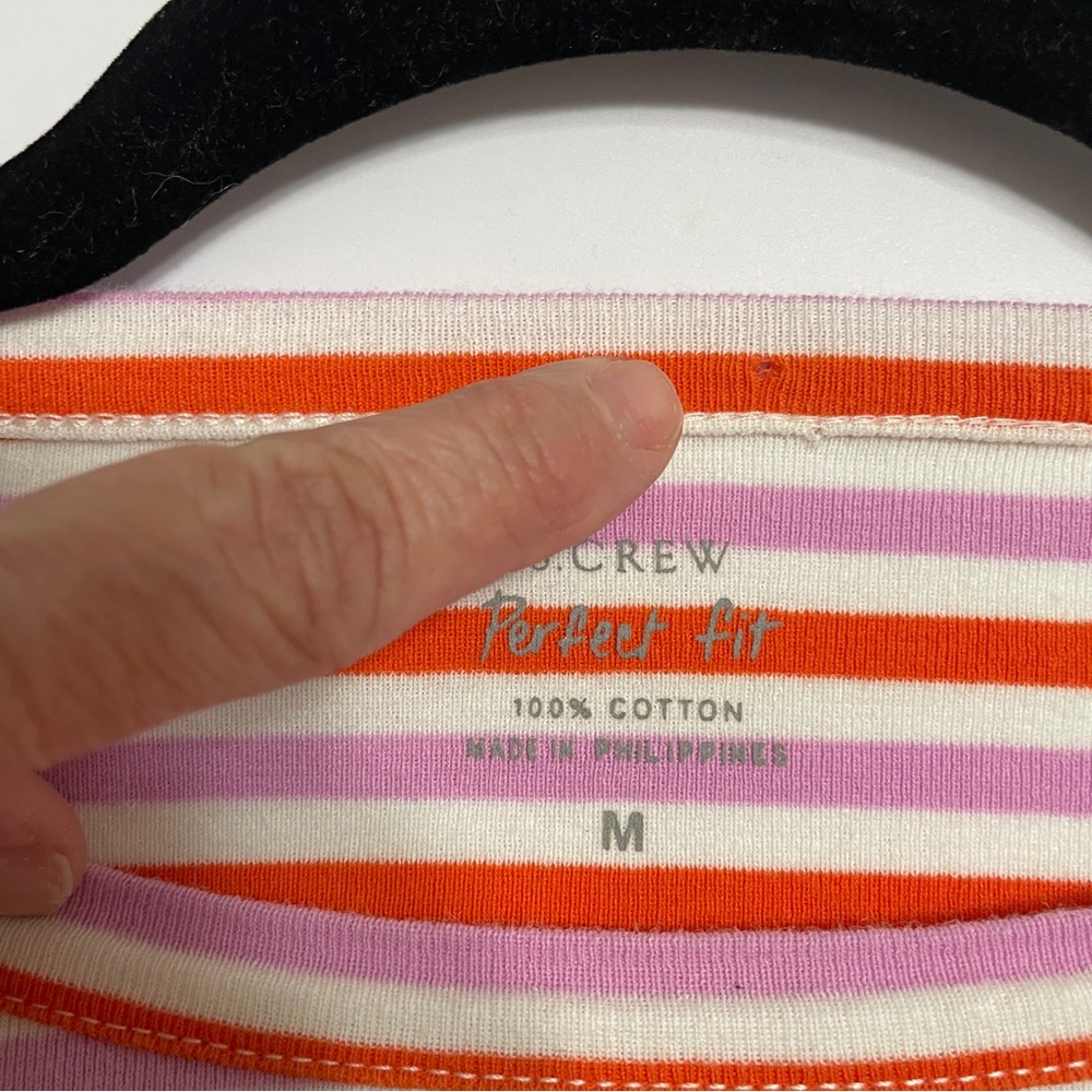 J Crew Tee Shirt Womens Medium Perfect Fit Cotton Striped Short Sleeve Casual - Picture 8 of 8